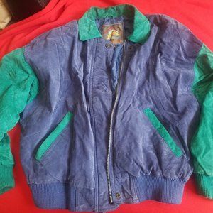 Wilsons Vintage 1990's Blue/Green Suede baseball jacket